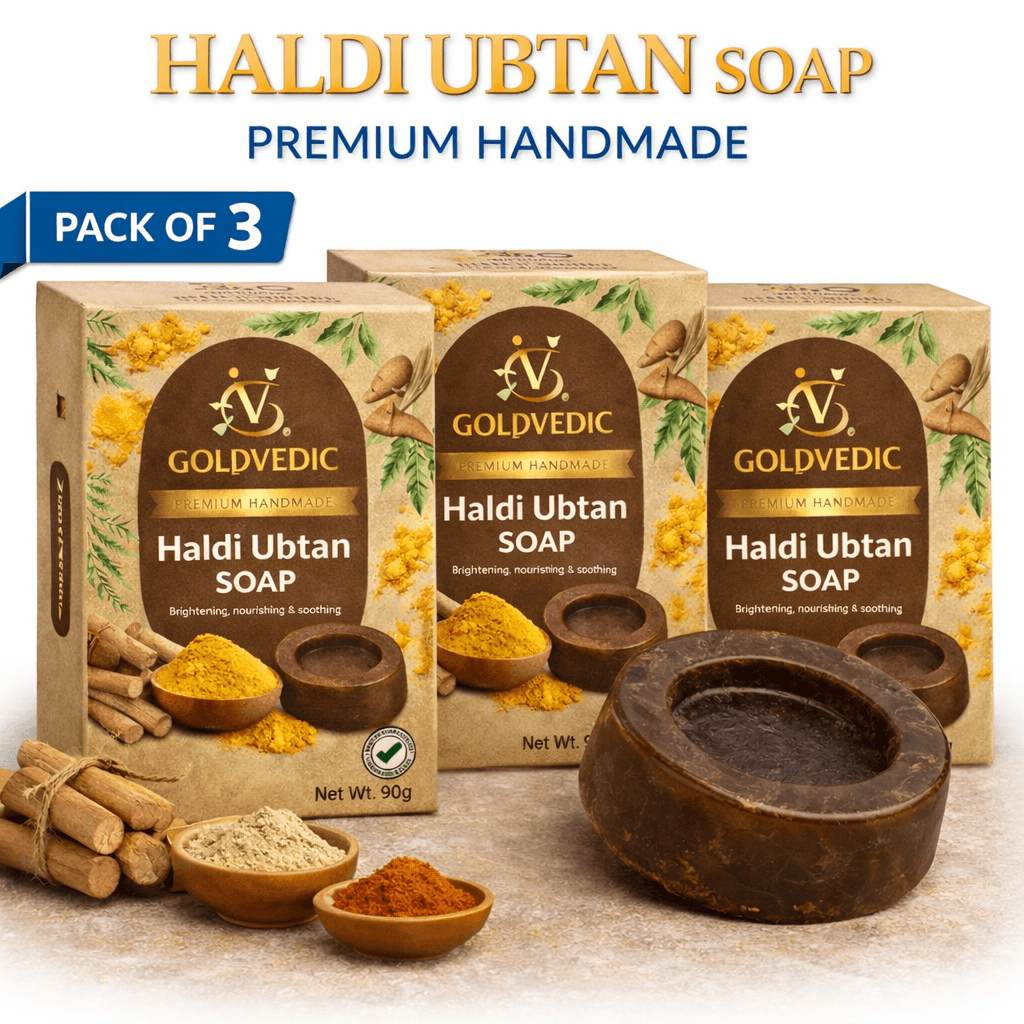 Haldi Ubtan Soap | Natural Bath Soap for Tan Removal, Glow & Clear Skin | Pack of 3 | 270g