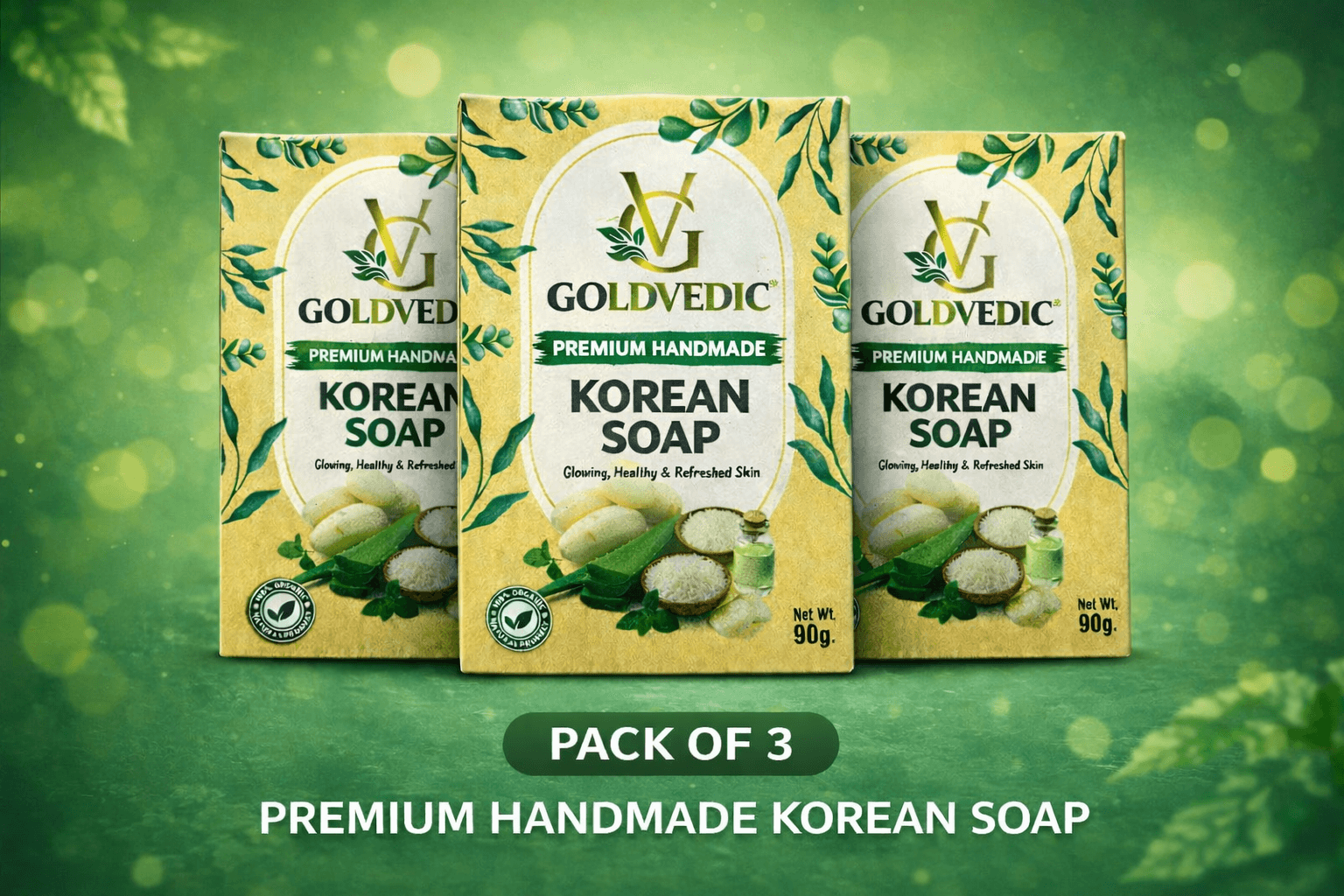Korean Beauty Soap | Skin Brightening, Glass Skin Glow & Smooth Skin Bath Soap | Pack of 3 | 270g